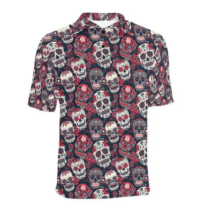 Sugar Skull Print Design LKS303 Men Polo Shirt