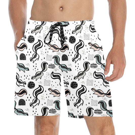 Skunk Print Design LKS303 Men's Swim Trunks Beach Shorts