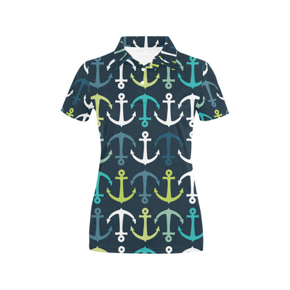 Anchor Pattern Print Design 03 Women's Polo Shirt