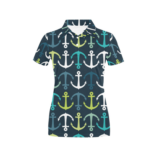 Anchor Pattern Print Design 03 Women's Polo Shirt