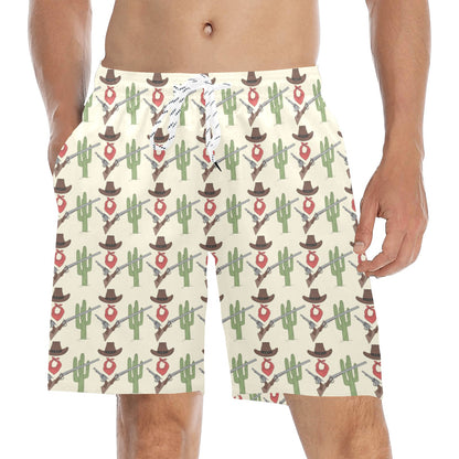 Western Cowboy Print Men's Swim Trunks Beach Shorts