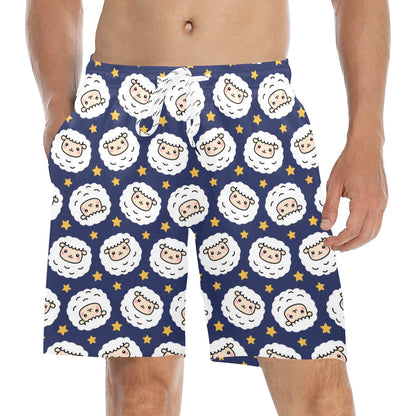 Sheep Print Design LKS402 Men's Swim Trunks Beach Shorts