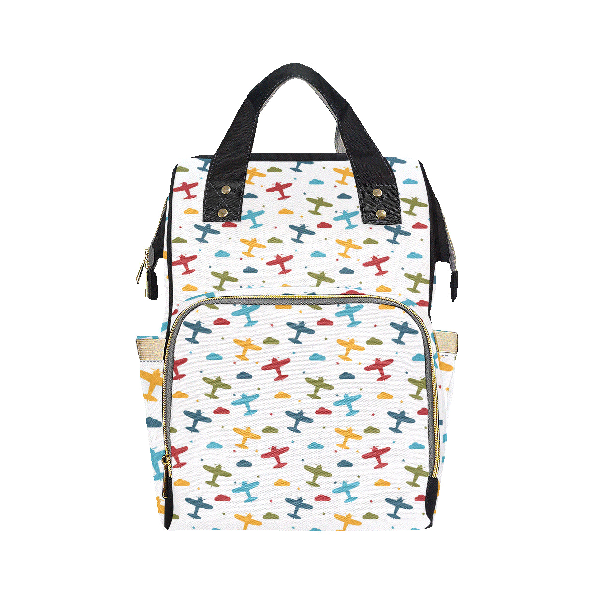 Airplane Pattern Print Design 06 Diaper Bag Backpack