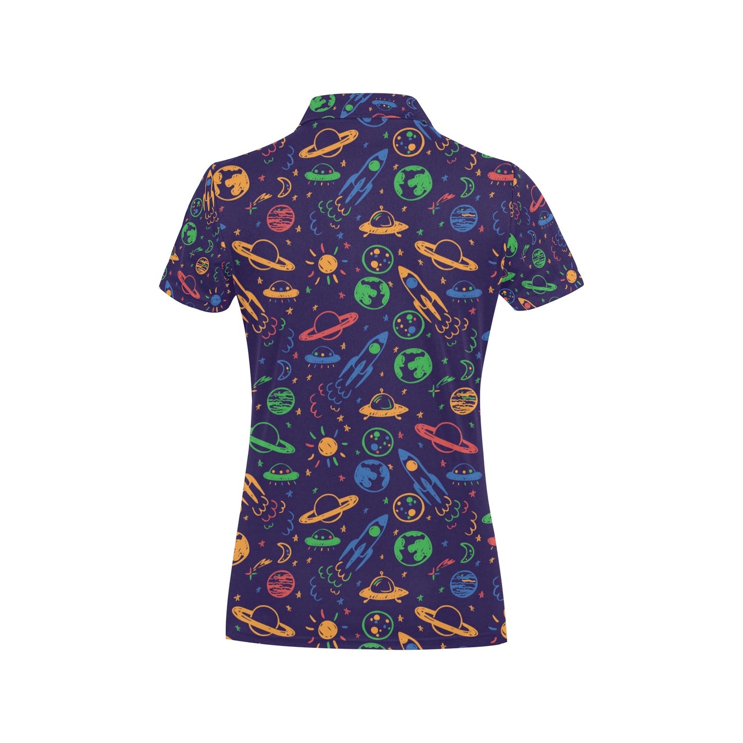 UFO Space Rocket Print Design LKS302 Women's Polo Shirt