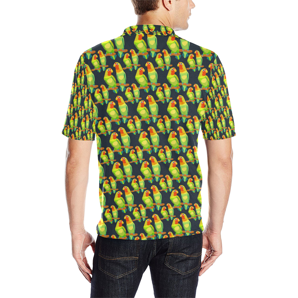 Lovebird Pattern Print Design 01 Men Polo Shirt