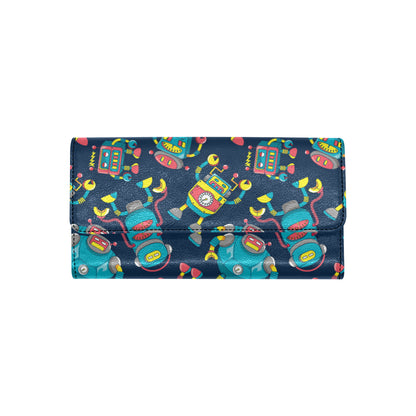 Robot Pattern Print Design A05 Women's Trifold Wallet