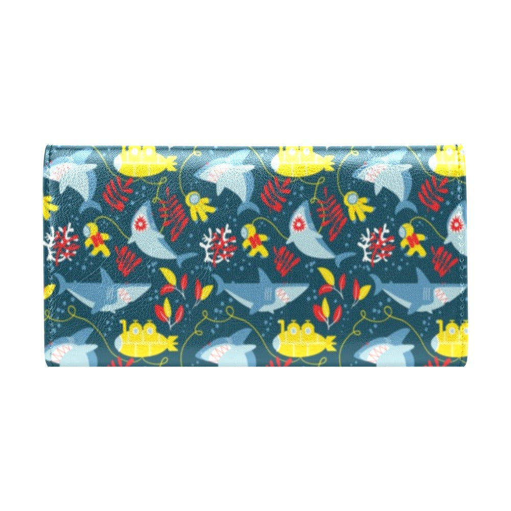 Scuba With Sharks Print Design LKS303 Women's Trifold Wallet