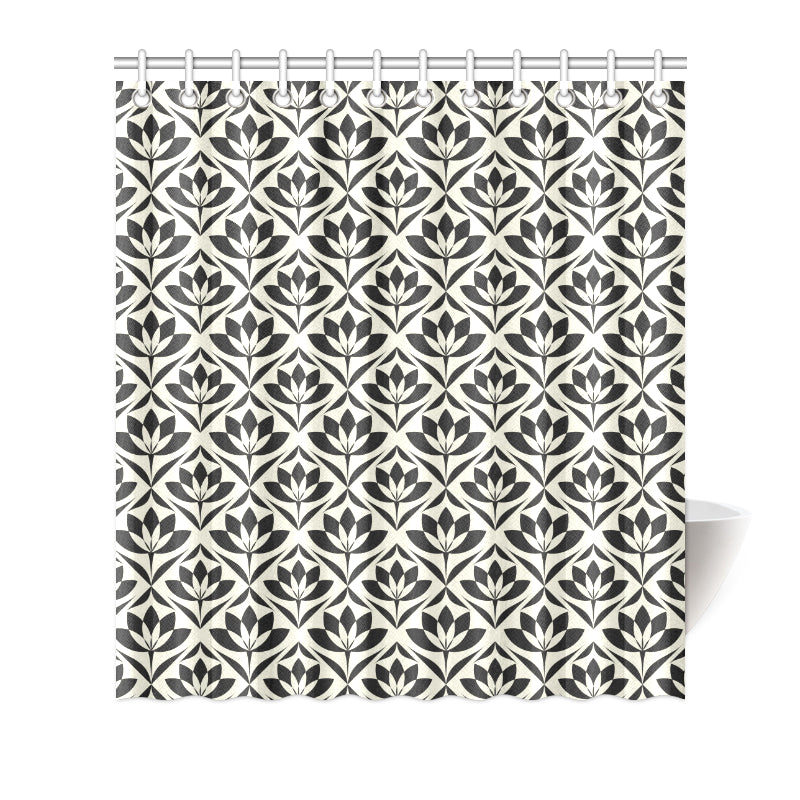 Lotus Pattern Print Shower Curtain