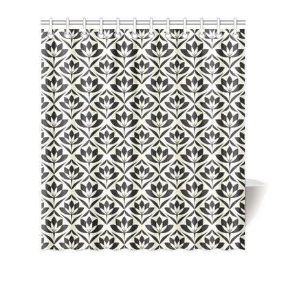 Lotus Pattern Print Shower Curtain