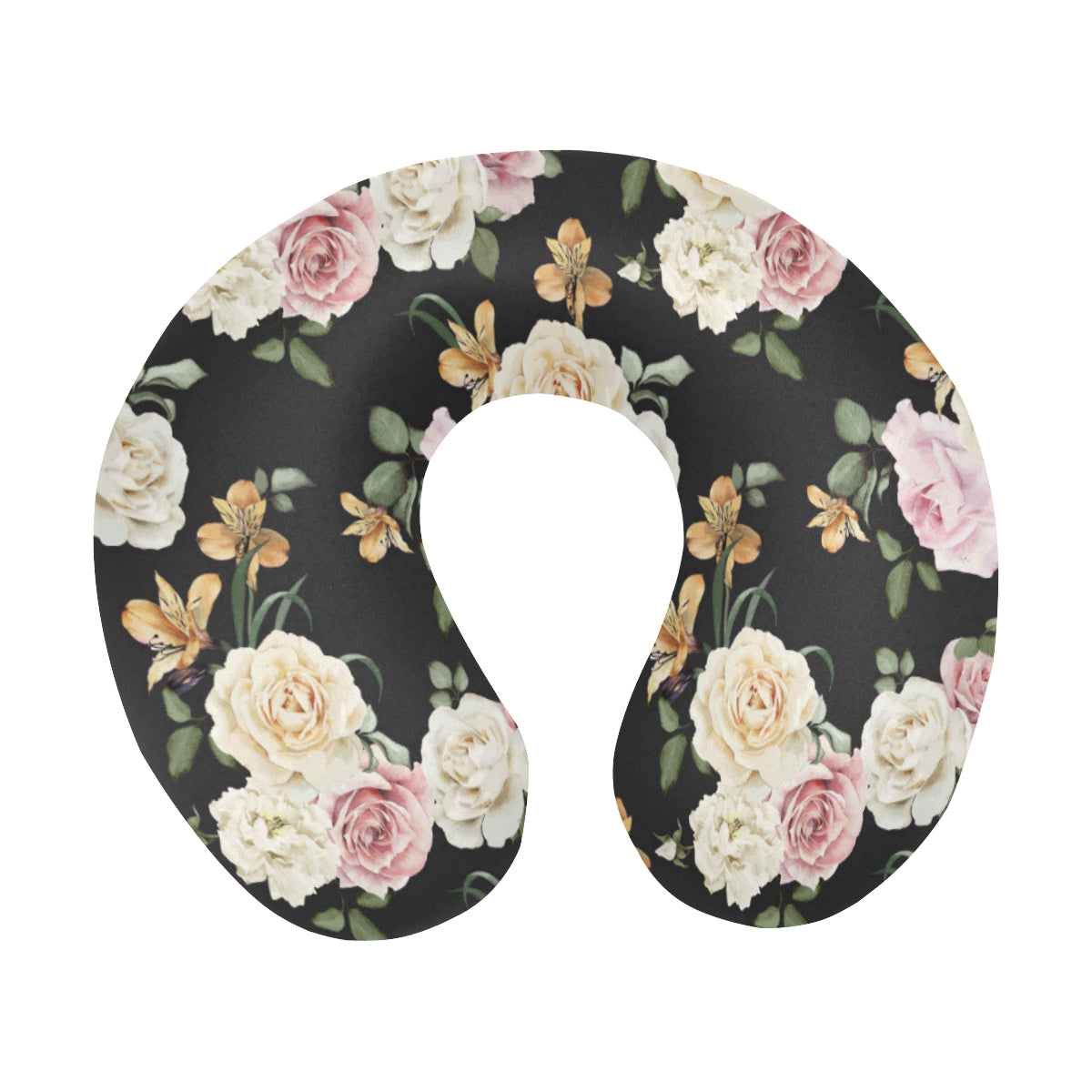 Rose Pattern Print Design A01 U-Shaped Travel Neck Pillow