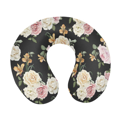 Rose Pattern Print Design A01 U-Shaped Travel Neck Pillow