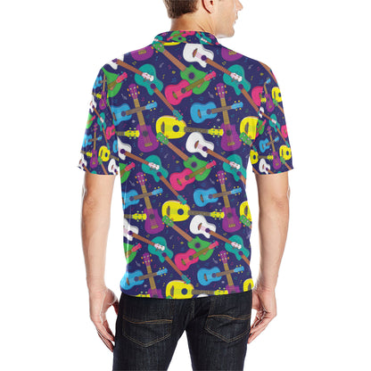 Ukulele Pattern Print Design 02 Men Polo Shirt