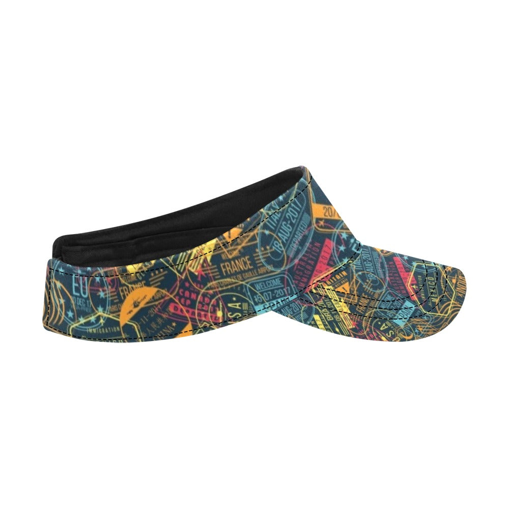 Travel Stamp Colorful Print Design LKS304 Unisex Sun Visor
