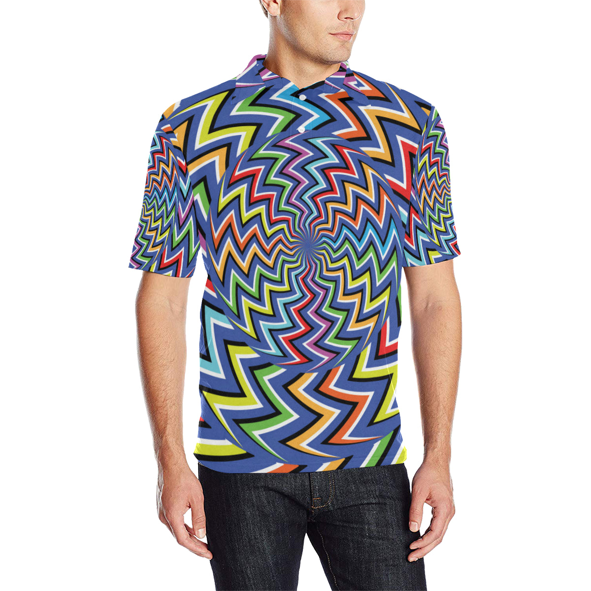 Optical illusion Pattern Print Design A02 Men Polo Shirt