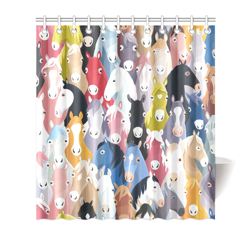 Colorful Horse Pattern Shower Curtain