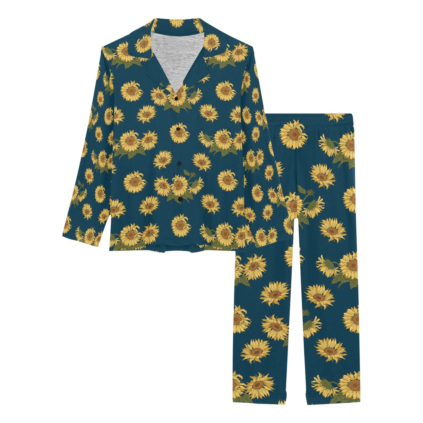 Sunflower Print Design LKS305 Women's Long Pajama Set