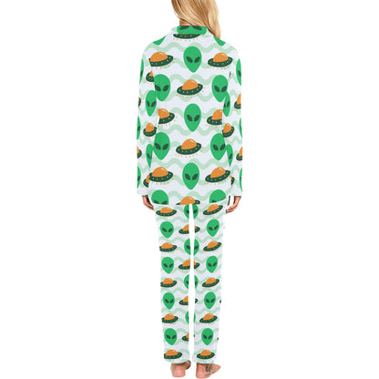 Alien UFO Pattern Print Design 04 Women's Long Pajama Set
