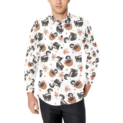 Skunk Print Design LKS304 Men's Long Sleeve Dress Shirt