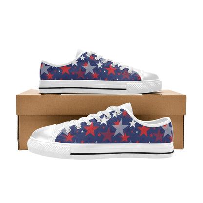 Star Print Design LKS304 Women's White Low Top Shoes