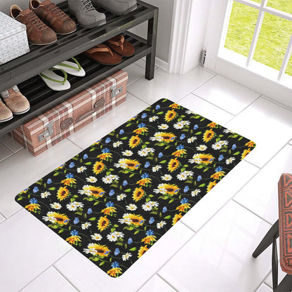 Sunflower Chamomile Bright Color Print Rubber Doormat
