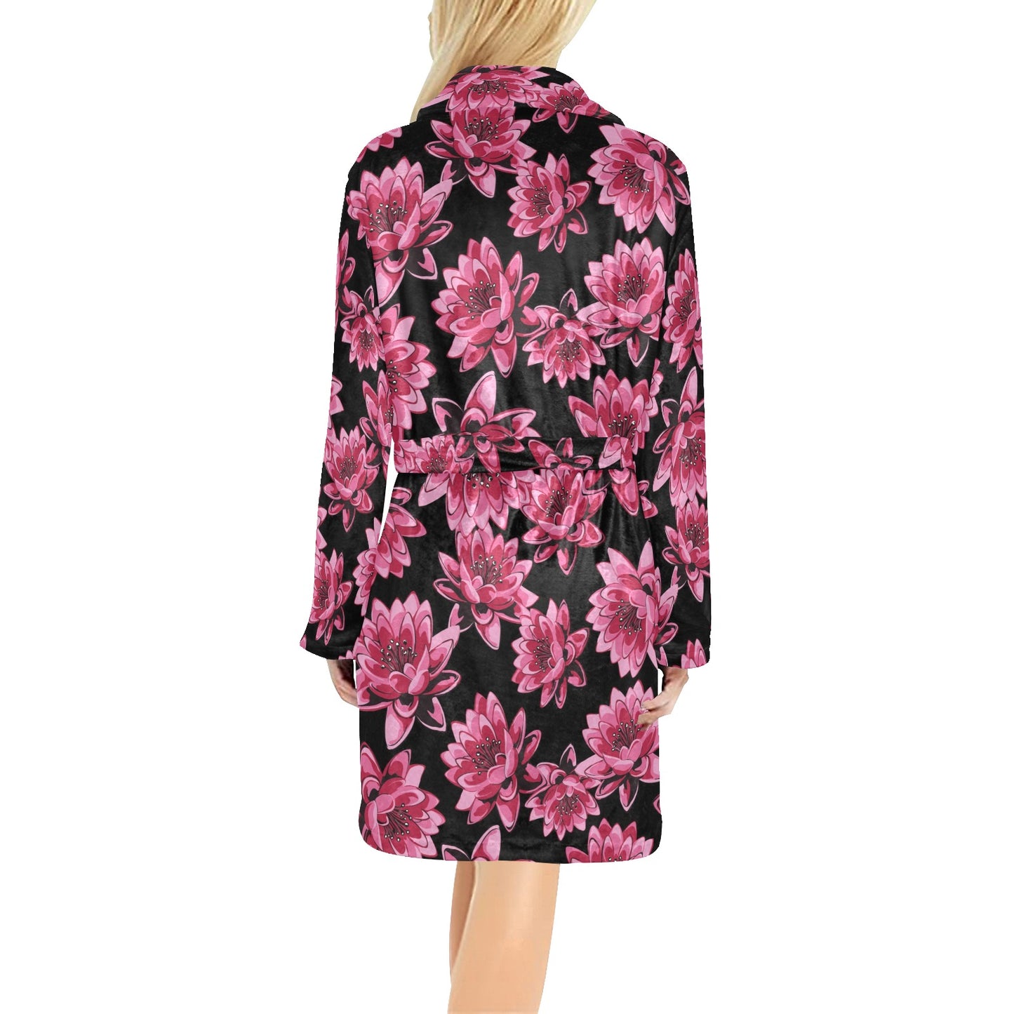 Lotus Pattern Print Design 03 Women's Fleece Robe