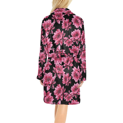 Lotus Pattern Print Design 03 Women's Fleece Robe