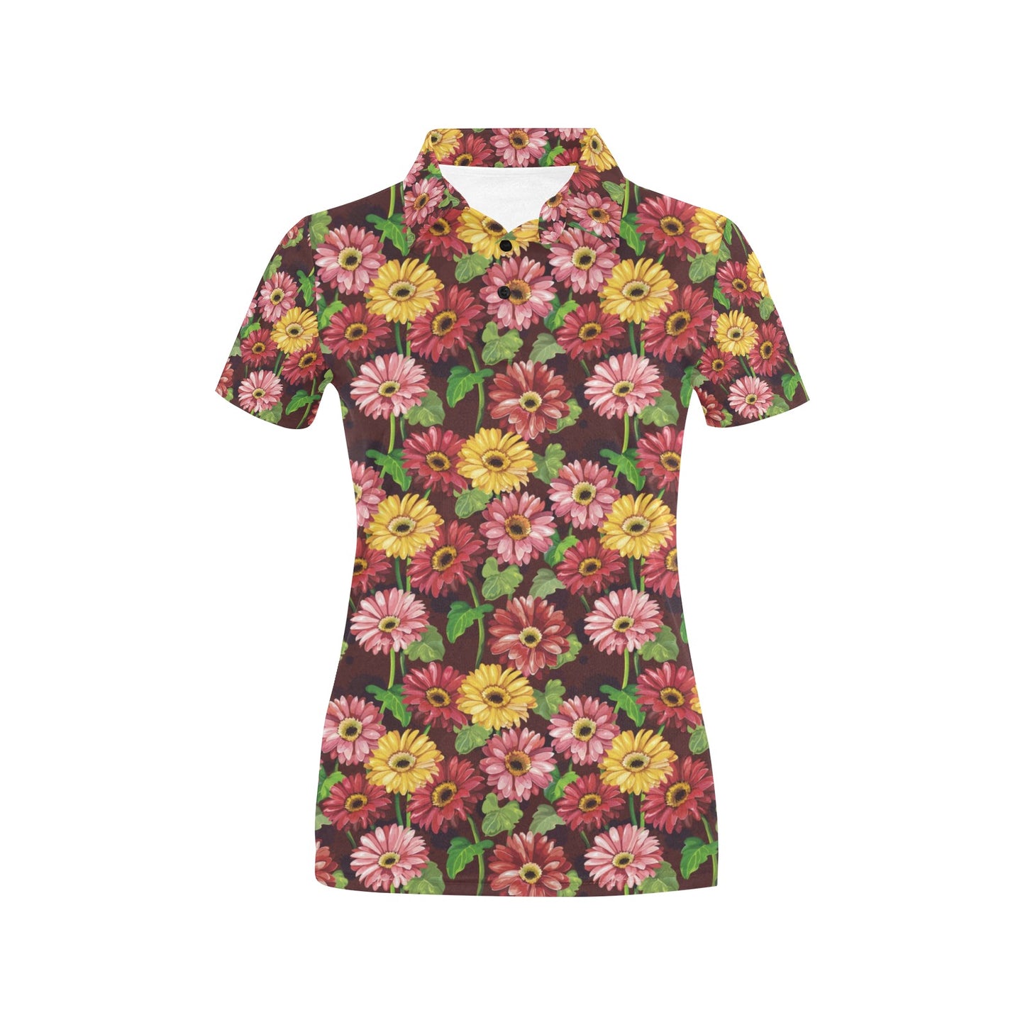 Daisy Gerbera Print Pattern Women's Polo Shirt
