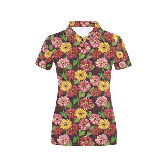 Daisy Gerbera Print Pattern Women's Polo Shirt
