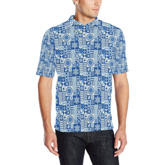 Swedish Print Pattern Men Polo Shirt