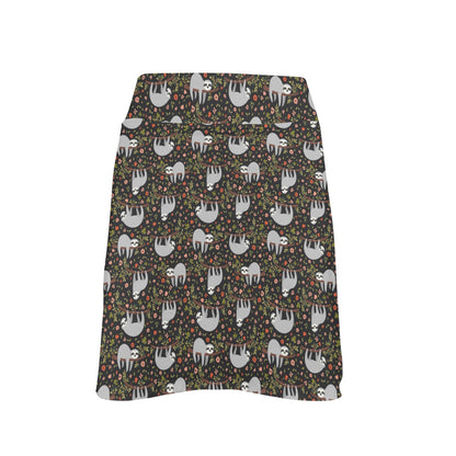 Sloth Cute Design Themed Print 17" Golf & Pickleball Skort with Pockets
