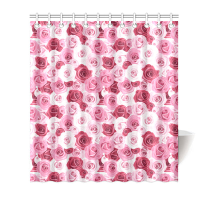 Pink Red Rose Pattern Print Shower Curtain