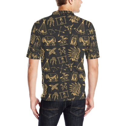 American indian Gold Style Men Polo Shirt