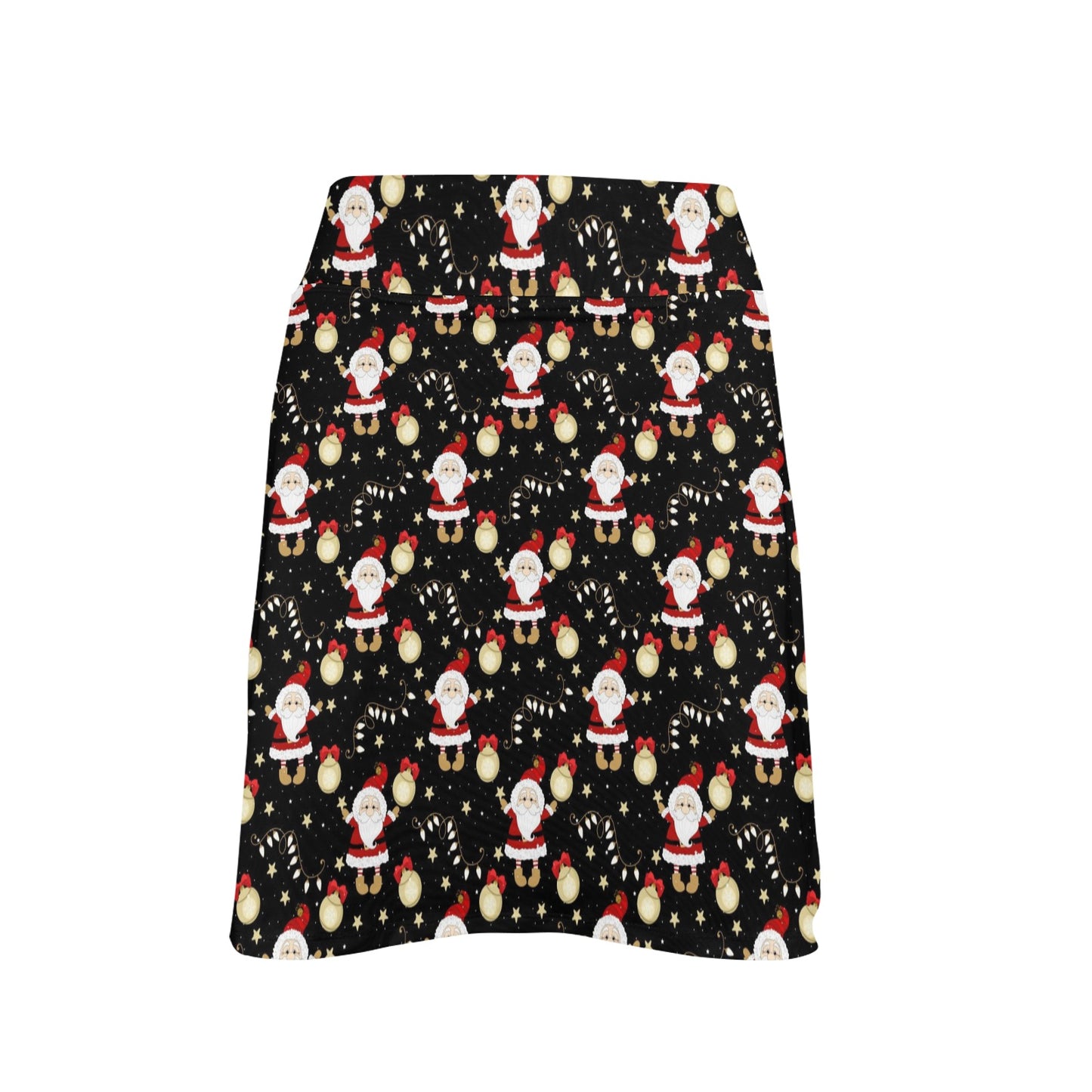 Santa Christmas Themed Print Design LKS307 Women's Golf Skirt with Pocket