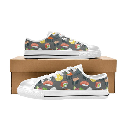 Sushi Print Design LKS302 Women's White Low Top Shoes