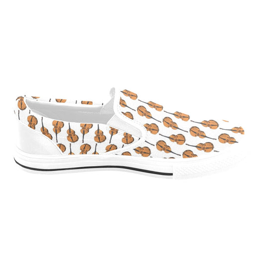 Cello Print Design LKS403 White Slip Ons Canvas Women's Shoes