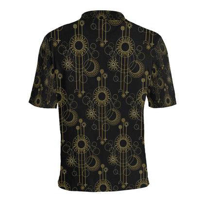 Moon Boho Style Pattern Print Design 01 Men Polo Shirt