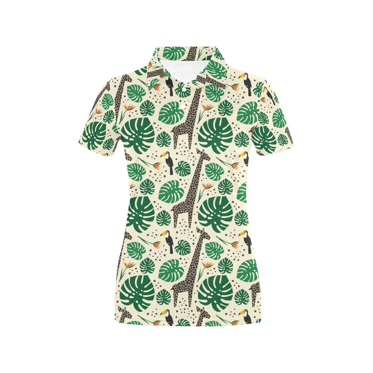 Rainforest Giraffe Pattern Print Design A02 Women's Polo Shirt