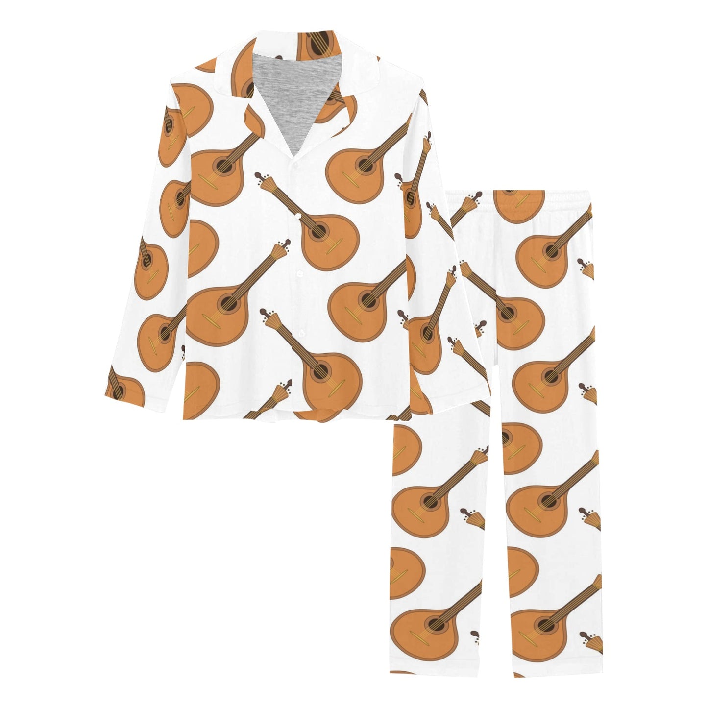 Mandolin Pattern Print Design 01 Women's Long Pajama Set