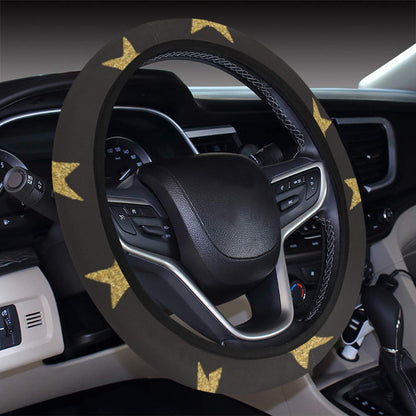 Star Gold Print Design LKS302 Steering Wheel Cover with Elastic Edge