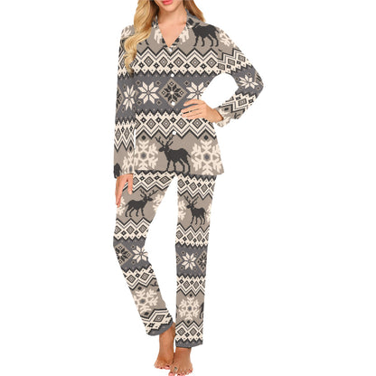 Nordic Pattern Print Design A01 Women's Long Pajama Set