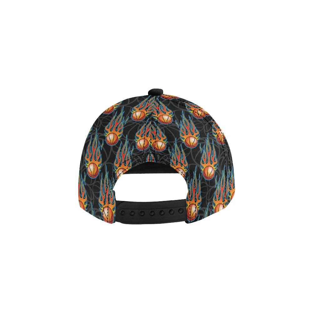 Basketball Fire Print Pattern Snapback Cap