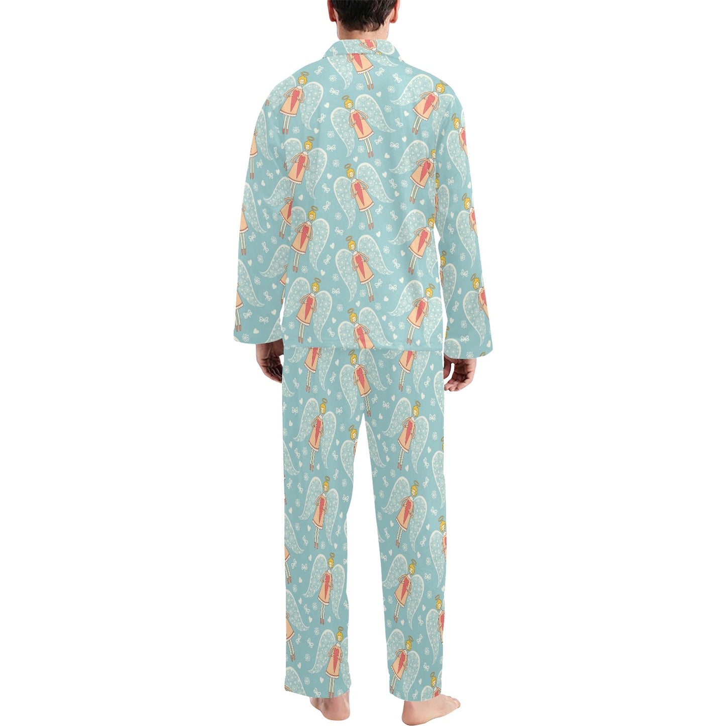Angel Pattern Print Design 01 Men's Long Pajama Set