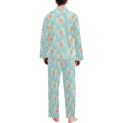 Angel Pattern Print Design 01 Men's Long Pajama Set