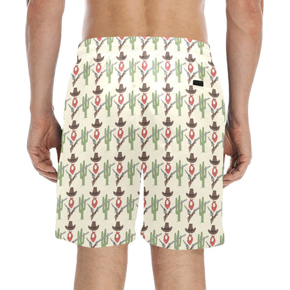 Western Cowboy Print Men's Swim Trunks Beach Shorts
