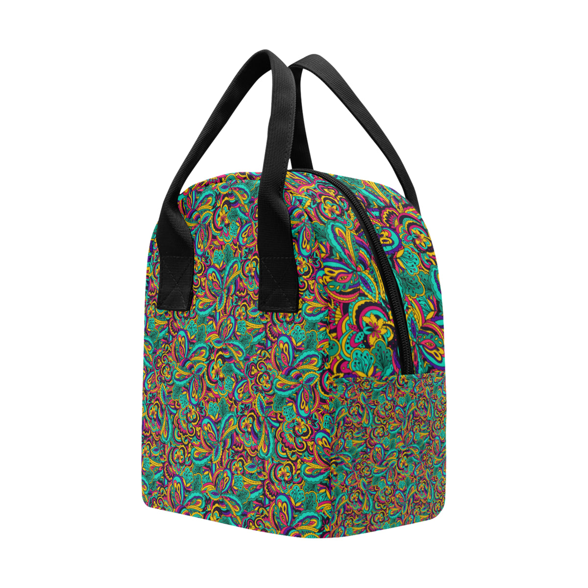 Psychedelic Trippy Floral Design Insulated Lunch Bag