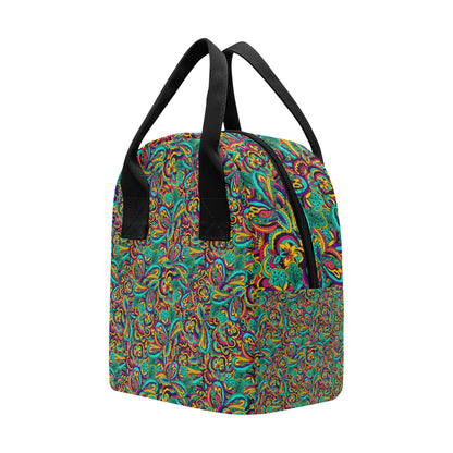 Psychedelic Trippy Floral Design Insulated Lunch Bag