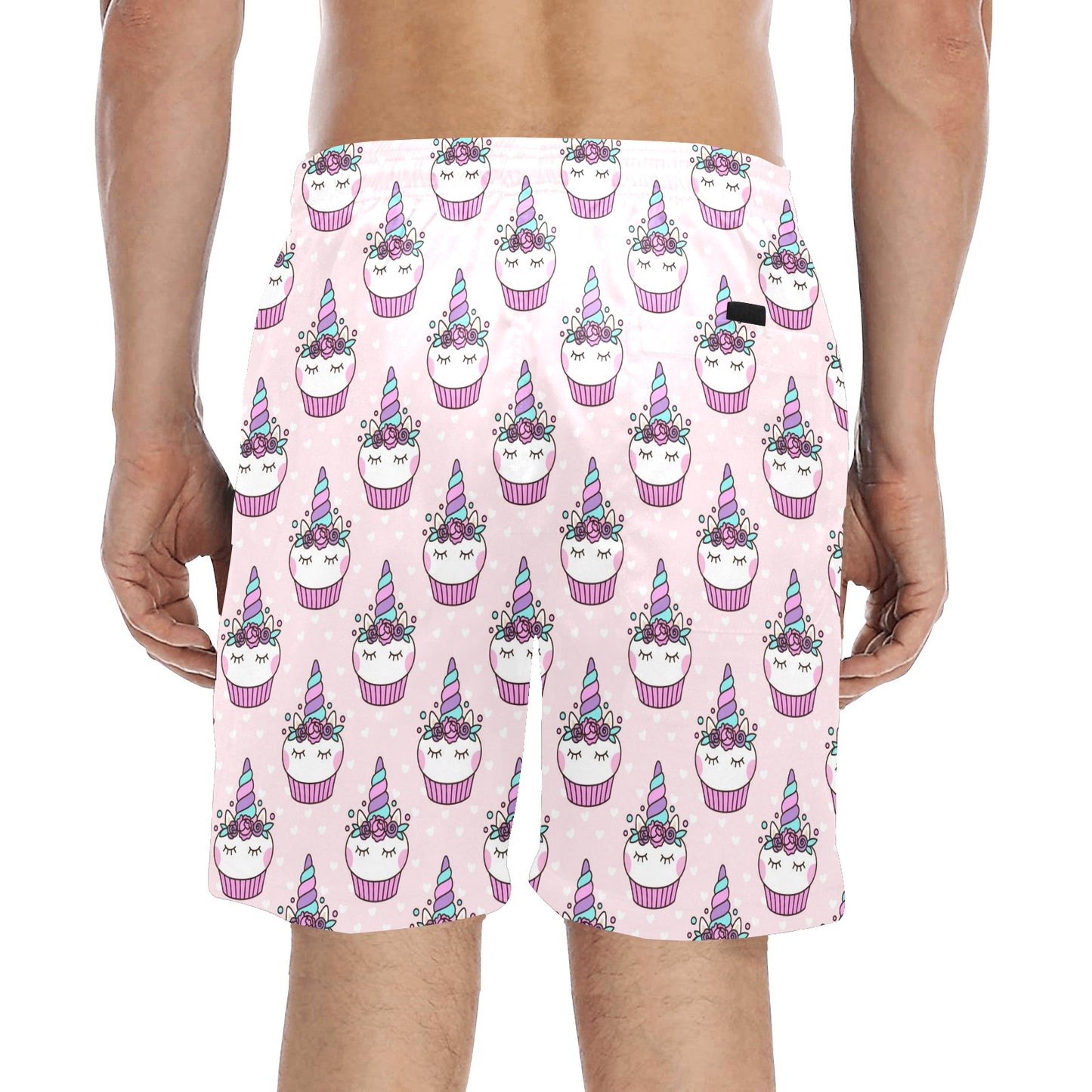 Cupcakes Unicorn Print Pattern Men's Swim Trunks Beach Shorts