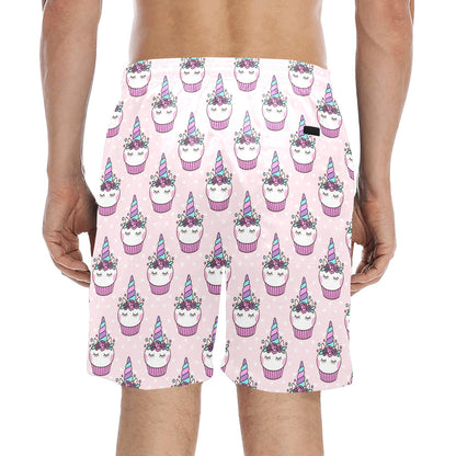 Cupcakes Unicorn Print Pattern Men's Swim Trunks Beach Shorts