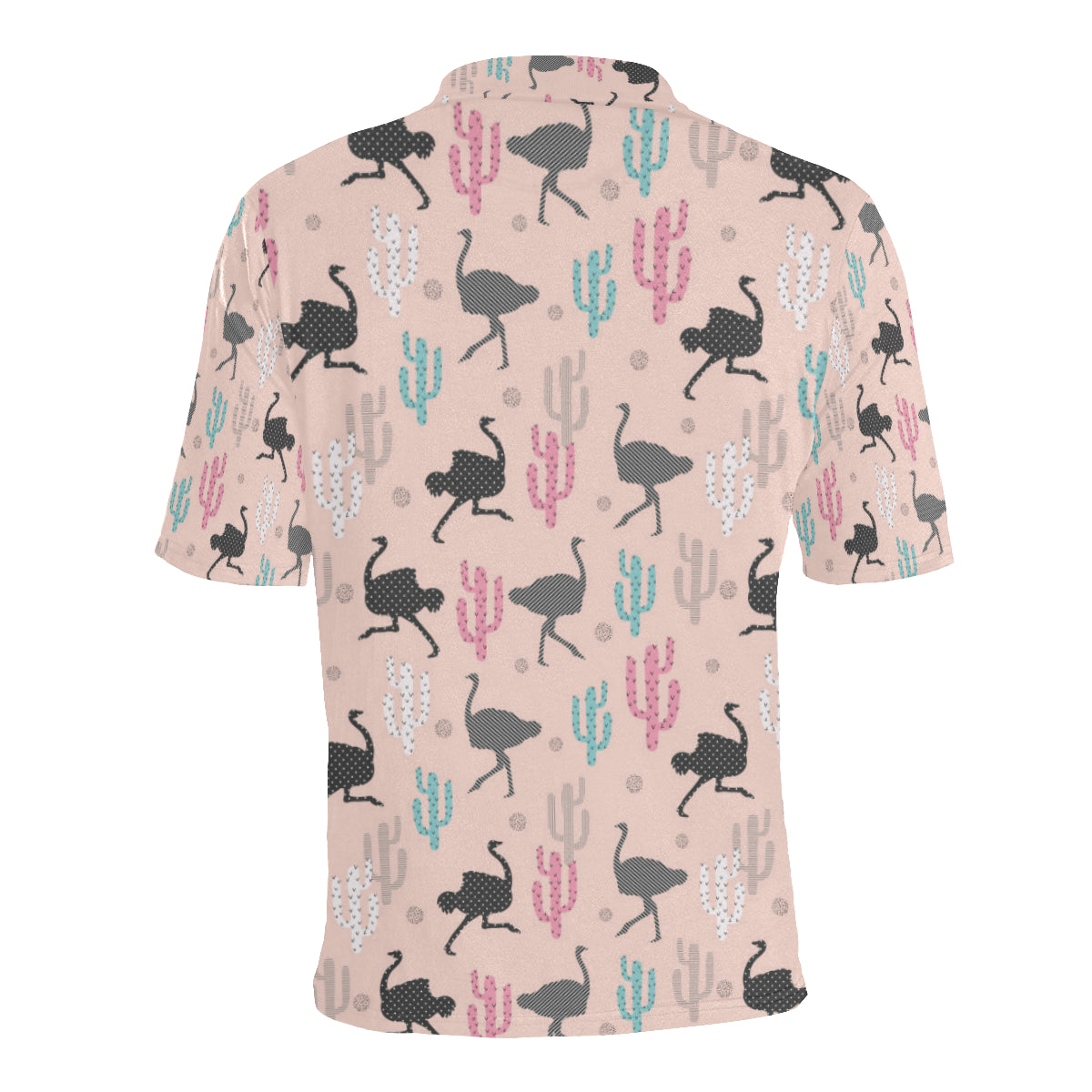 Ostrich Pattern Print Design 03 Men Polo Shirt