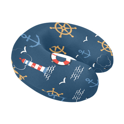 Nautical Pattern Print Design A06 U-Shaped Travel Neck Pillow